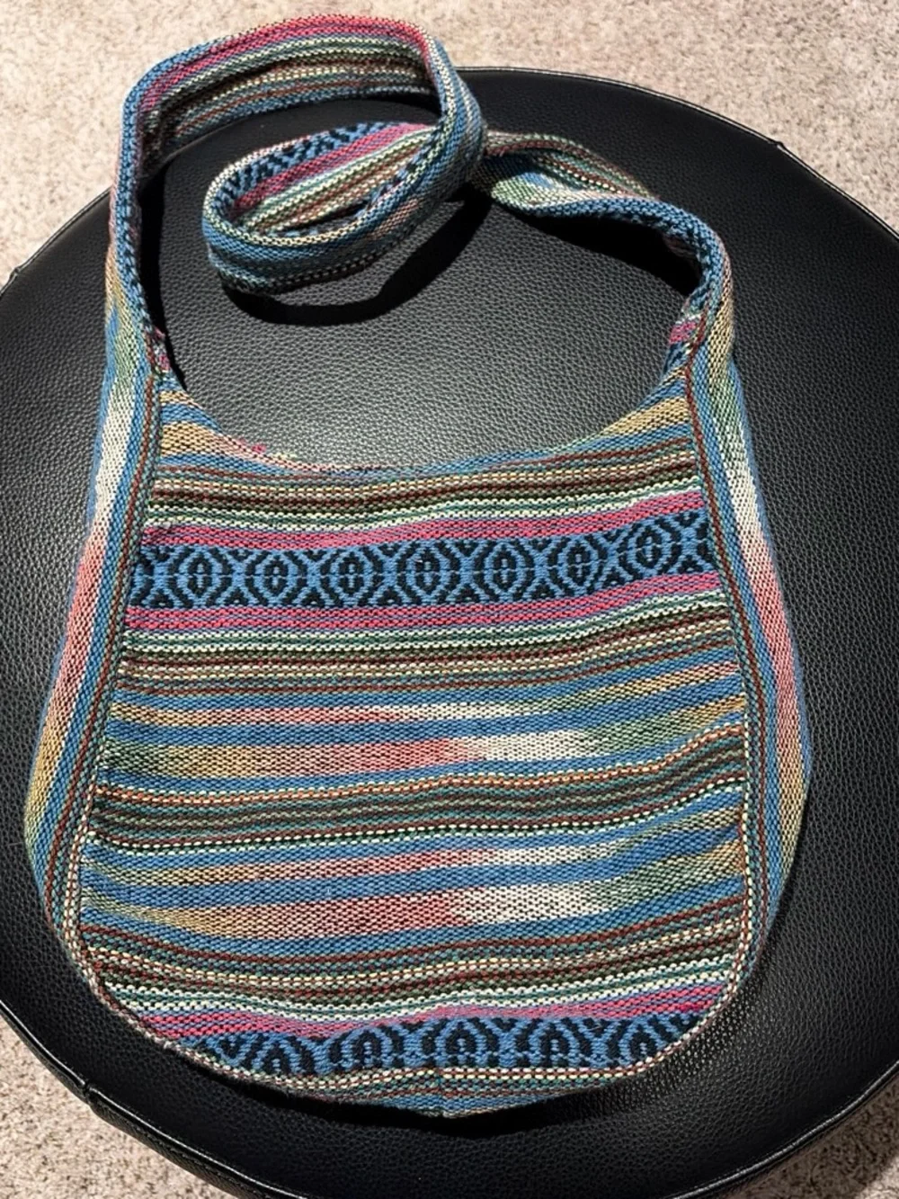 Made in India. Woven Multicolor Striped Hobo Bag
